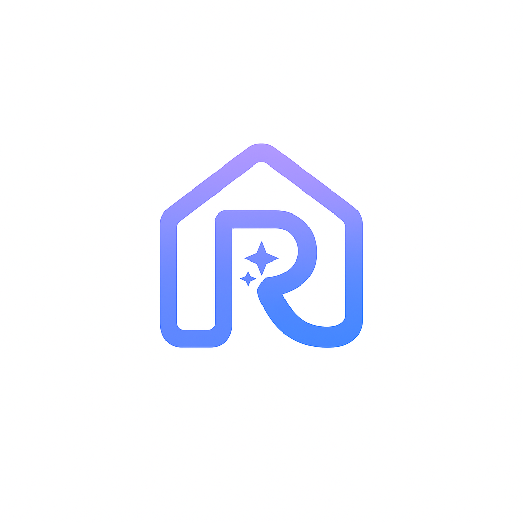 Roomify: AI Home Design app icon: a periwinkle and blue gradient house formed in the shape of the letter R